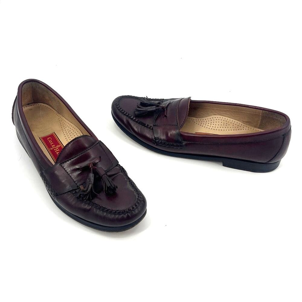 Vtg Cole Haan City Tassel Loafer Mens Dress Shoes 10B Burgundy Preppy 90 Ivy Y2K - Picture 12 of 12